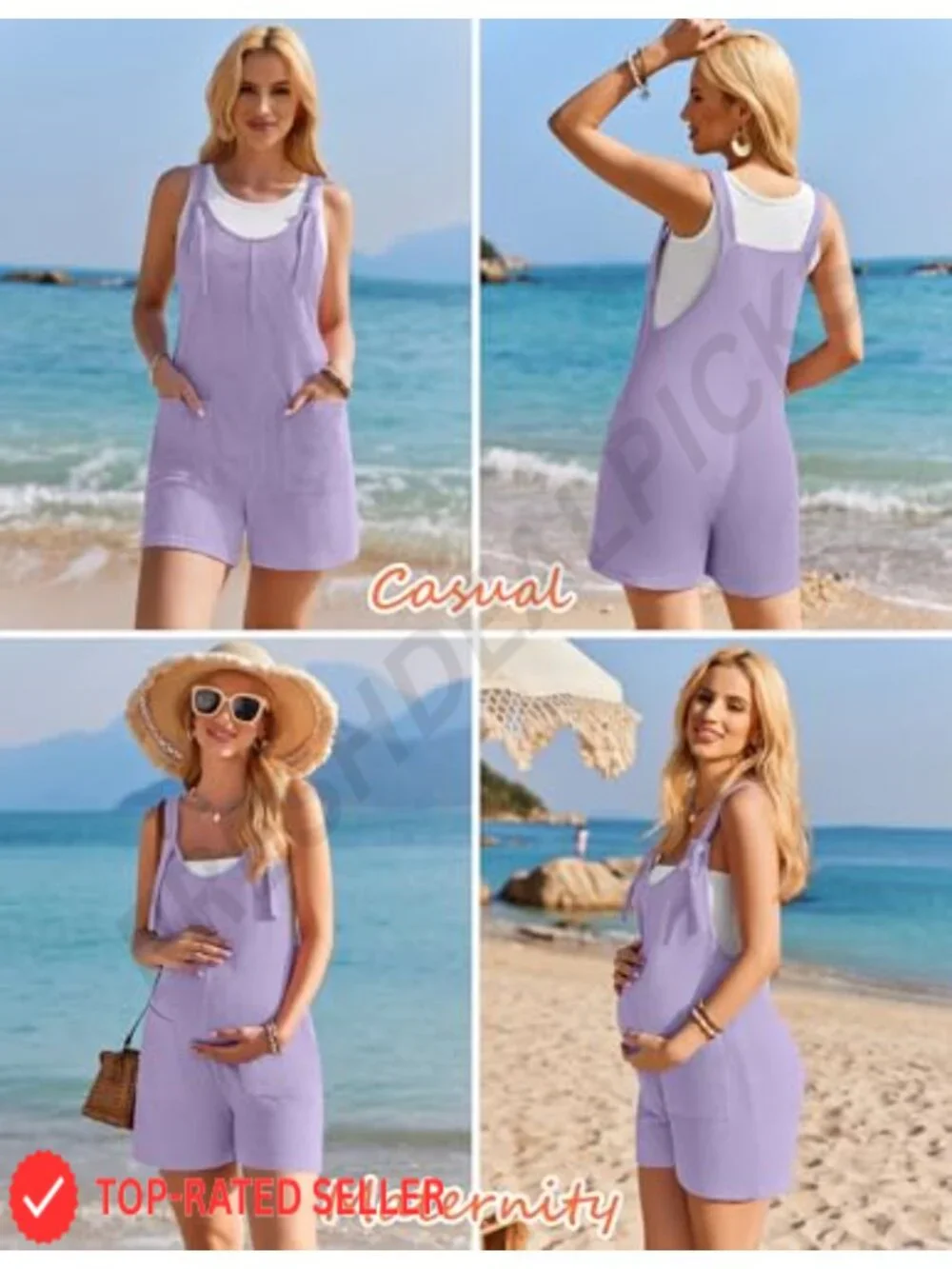 Ribbed Knit Jumpsuit Romper with Pockets Sleeveless Scoop Neck Summer